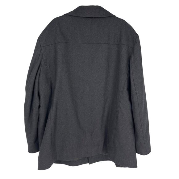 Claiborne Pea Coat Mens 2XL Charcoal Wool Blend Quilted Lining Single Breasted - Picture 4 of 9